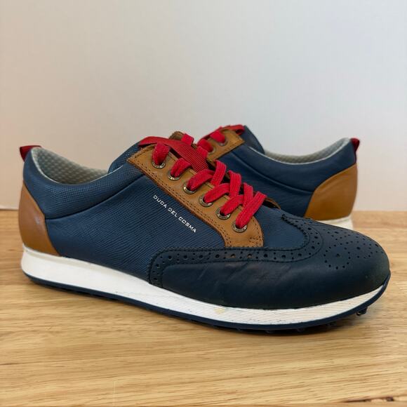 Duca del Cosma Italian Spikeless Golf Shoes Men’s Size 10 Navy Brown Red Lace-Up - Picture 9 of 9